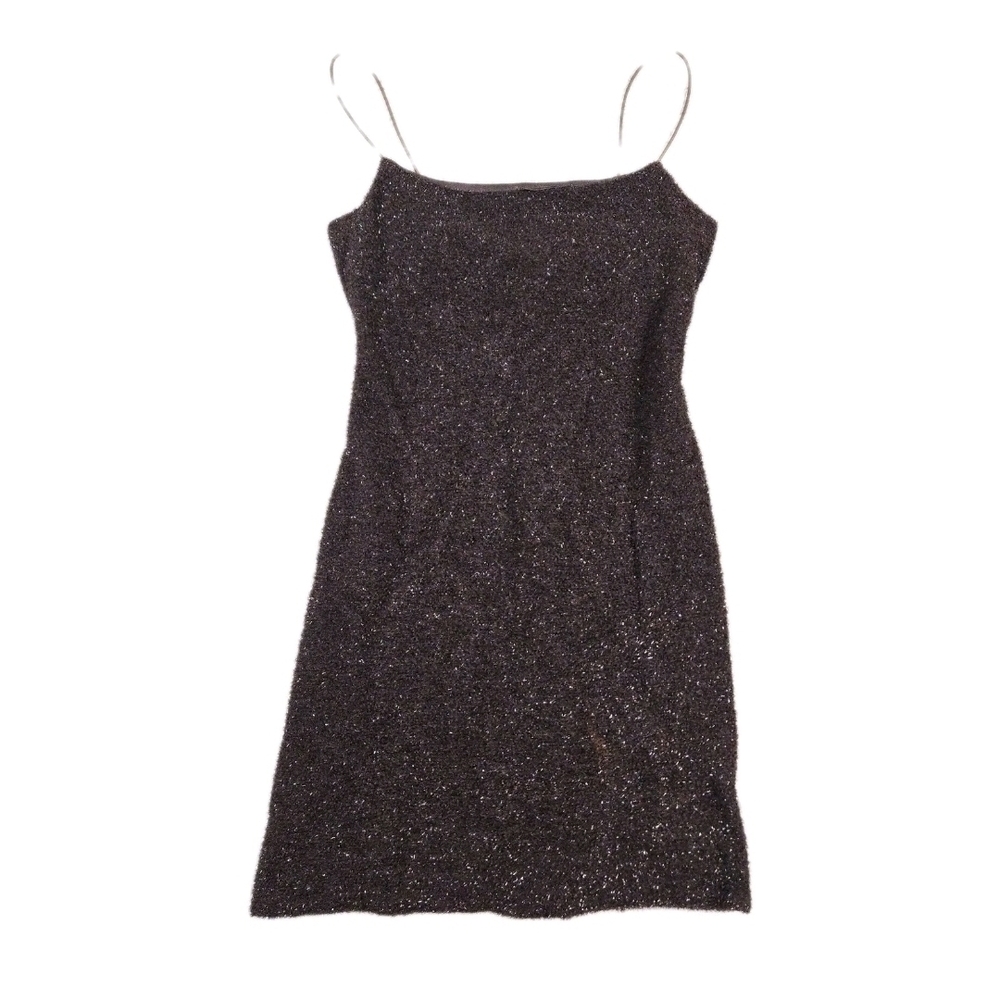 Vintage Jump Mini Dress Brown Sparkle Stretch Party Cocktail Sexy Fairy Grunge